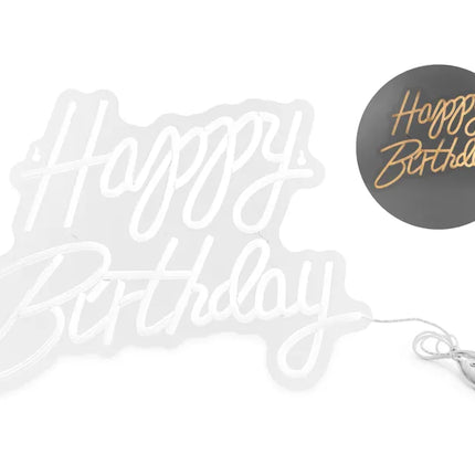 Feestbazaar LED Neon bord - Happy Birthday Wit (40x29,5cm)
