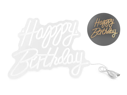 Feestbazaar LED Neon bord - Happy Birthday Wit (40x29,5cm)