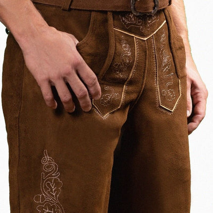 Feestbazaar Lederhose Brixental Kastanje Bruin Kort (100% Leder)