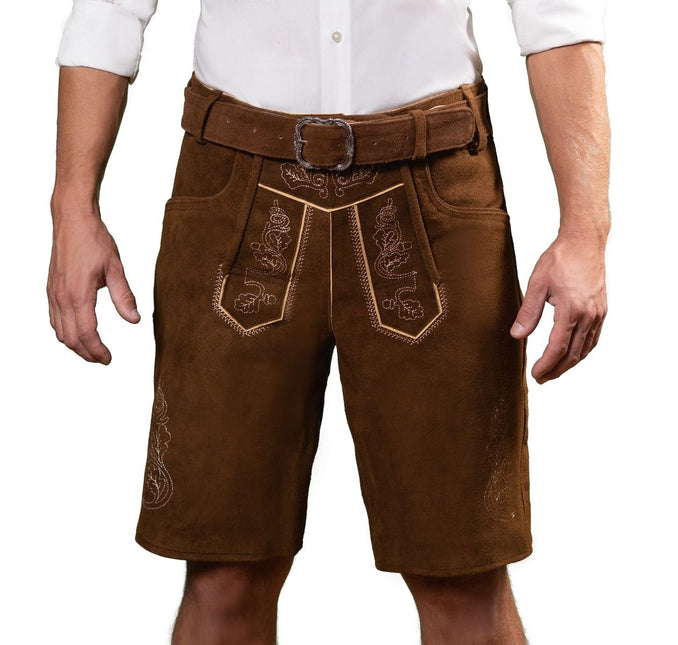 Feestbazaar Lederhose Brixental Kastanje Bruin Kort (100% Leder)