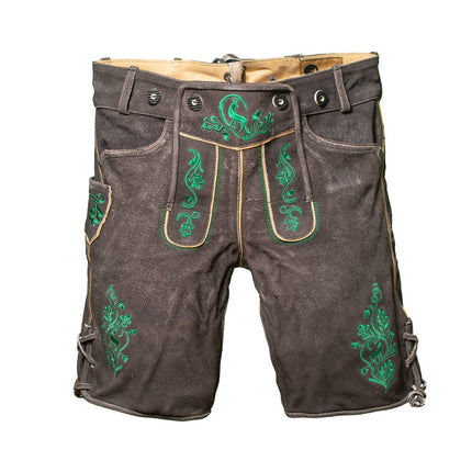 Feestbazaar Lederhose Gaudi Kort Bruin/Groen Luxe