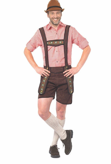 Feestbazaar Lederhose kort donkerbruin Pato