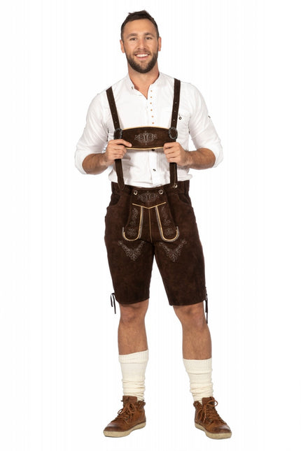 Feestbazaar Lederhose Kort Heren Donkerbruin Elite