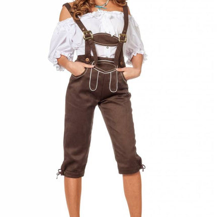 Feestbazaar Lederhose lang bruin luxe