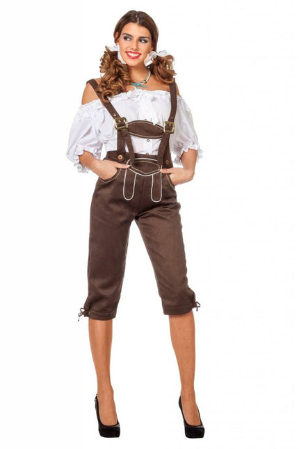 Feestbazaar Lederhose lang bruin luxe