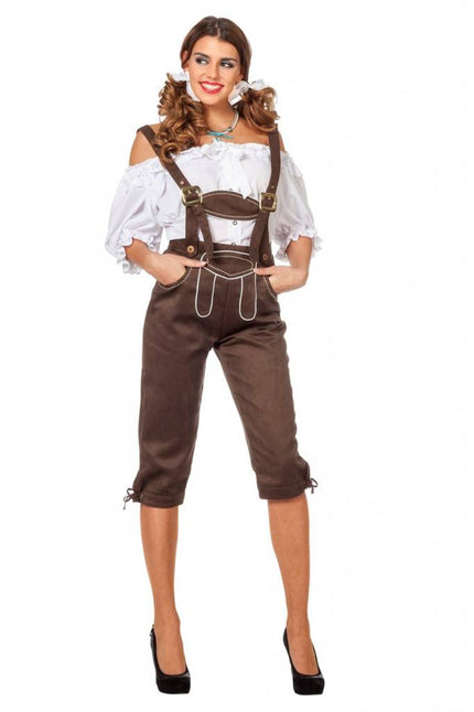 Feestbazaar Lederhose lang bruin luxe