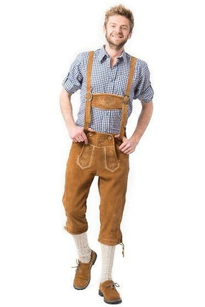 Feestbazaar Lederhose Markus Lichtbruin Lang (100% Leder)
