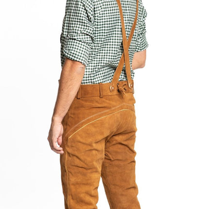 Feestbazaar Lederhose Markus Lichtbruin Lang (100% Leder)