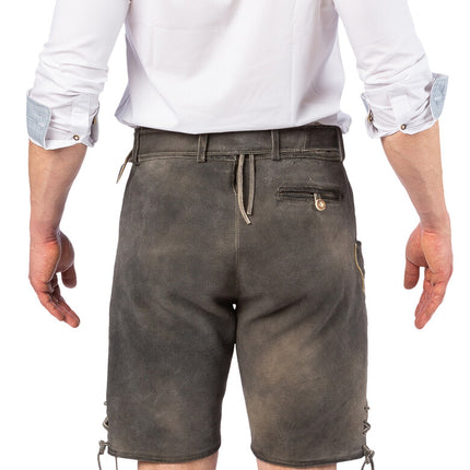 Feestbazaar Lederhose Stone Grey Heren Echt Leer