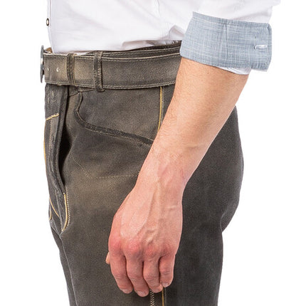 Feestbazaar Lederhose Stone Grey Heren Echt Leer