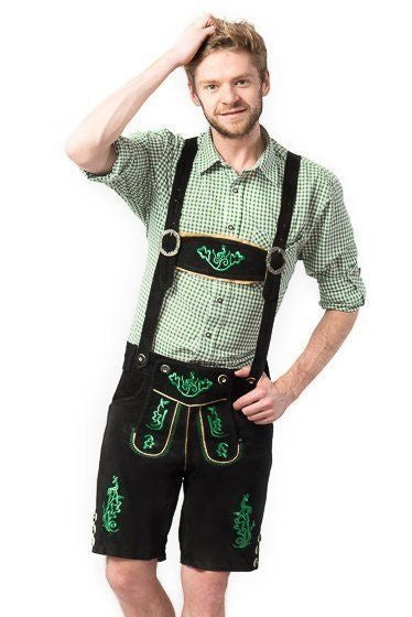 Feestbazaar Lederhosen kort zwart/groen Otto