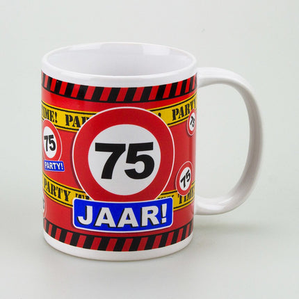 Feestbazaar Leeftijd mok verkeersbord 75 jaar