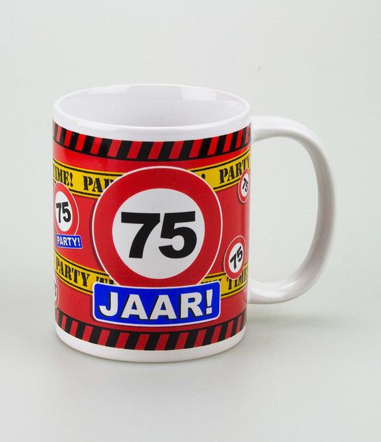 Feestbazaar Leeftijd mok verkeersbord 75 jaar