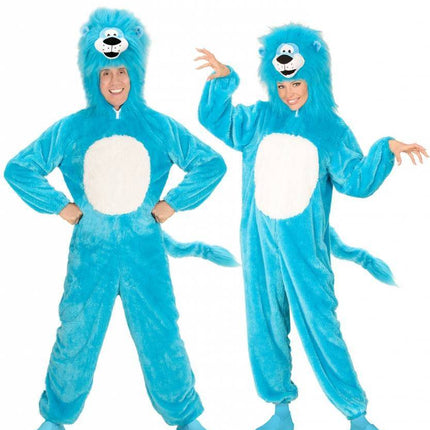 Feestbazaar Leeuwenpak blauw pluche