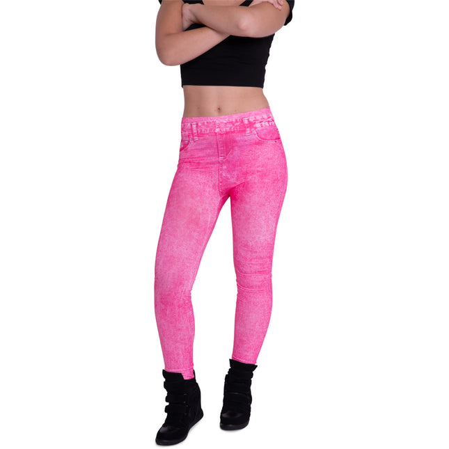 Feestbazaar Legging jeans neon roze