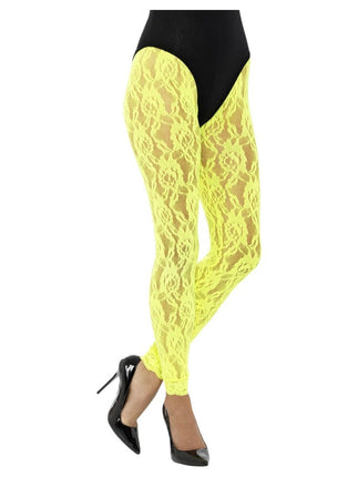 Feestbazaar Legging Neon Geel Kant