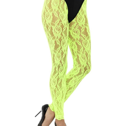 Feestbazaar Legging Neon Groen Kant