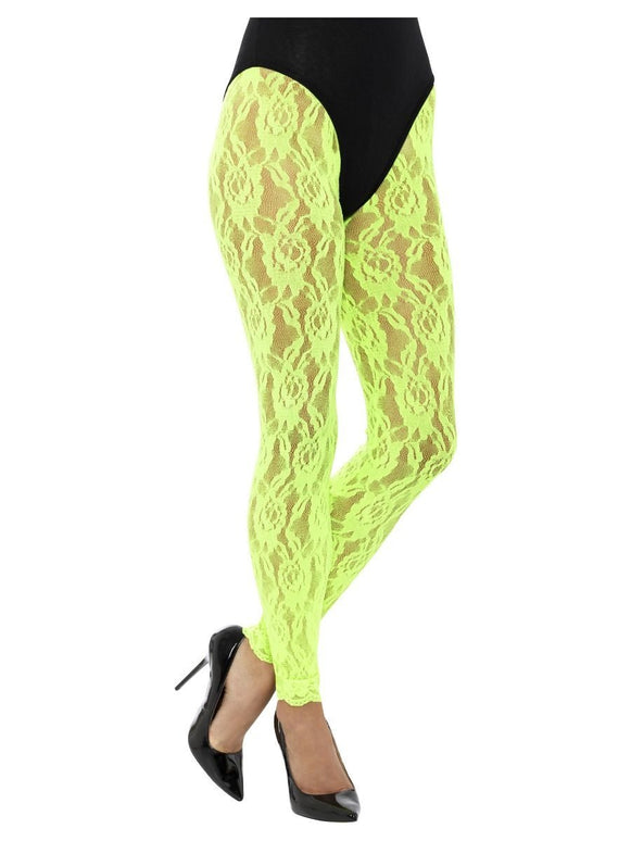 Feestbazaar Legging Neon Groen Kant