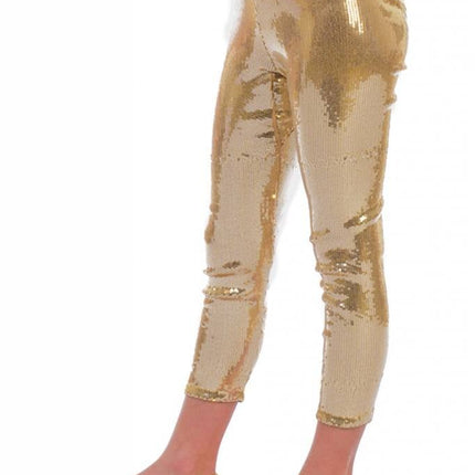 Feestbazaar Legging pailletten goud kind