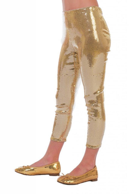 Feestbazaar Legging pailletten goud kind
