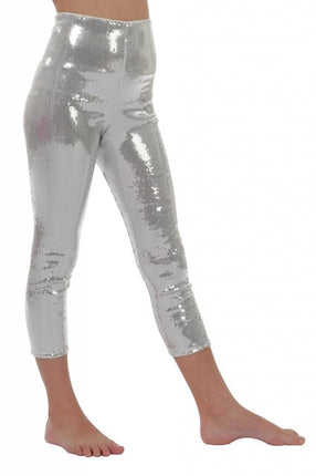 Feestbazaar Legging pailletten zilver kind