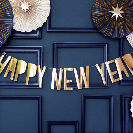 Feestbazaar Letter Banner Happy New Year Goud