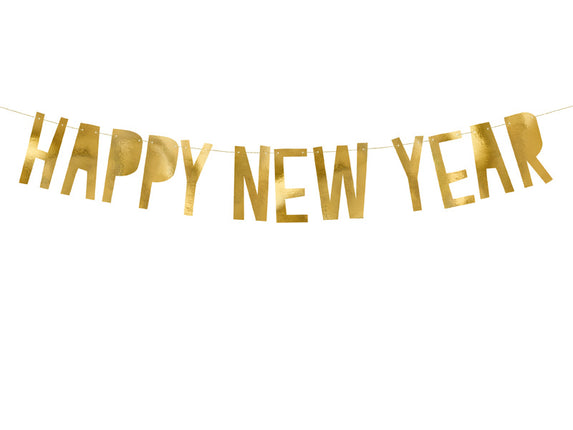 Feestbazaar Letter Banner Happy New Year Goud