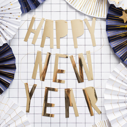 Feestbazaar Letter Banner Happy New Year Goud