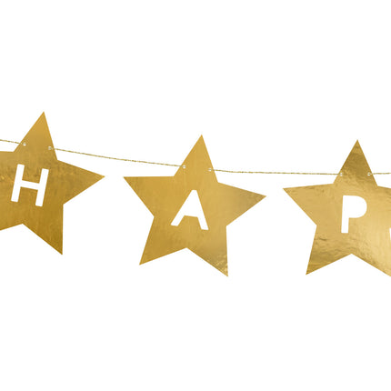 Feestbazaar Letter Banner Happy New Year Gouden Sterren