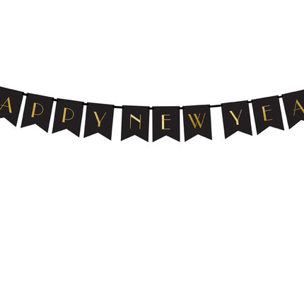 Feestbazaar Letter Banner Happy New Year zwart