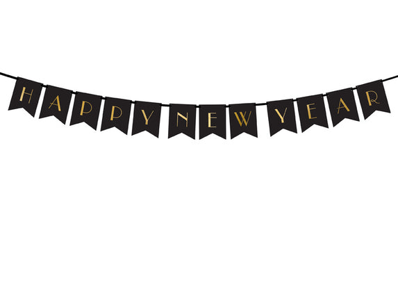 Feestbazaar Letter Banner Happy New Year zwart