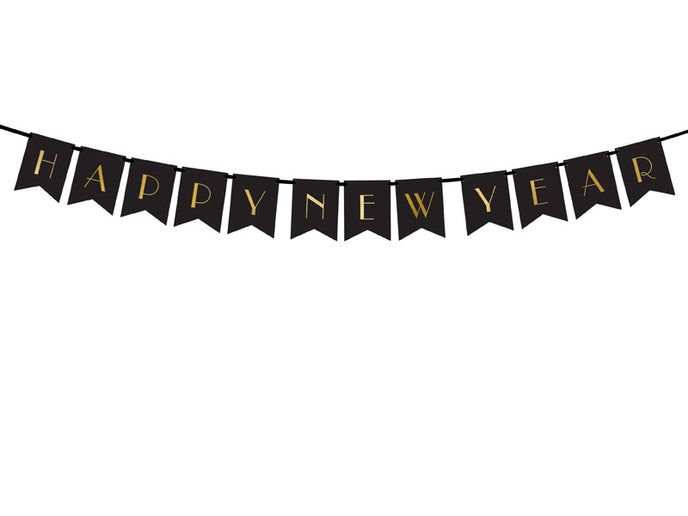 Feestbazaar Letter Banner Happy New Year zwart