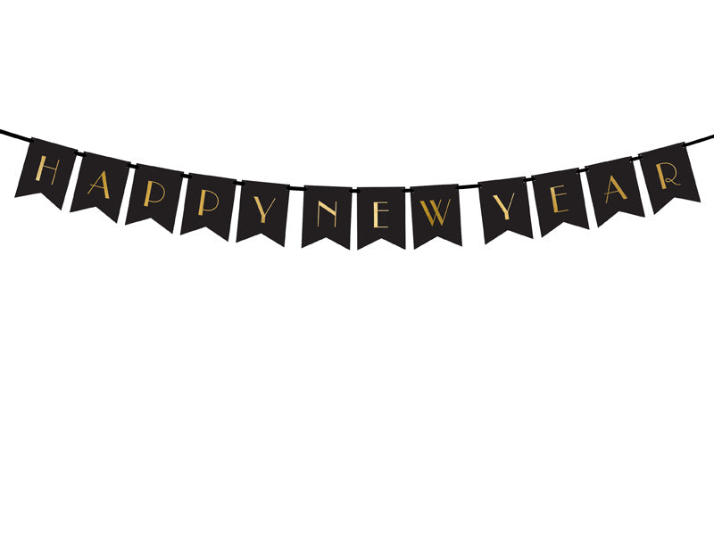 Feestbazaar Letter Banner Happy New Year zwart