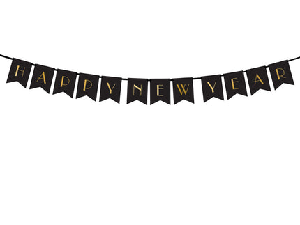 Feestbazaar Letter Banner Happy New Year zwart