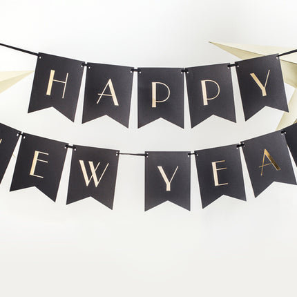 Feestbazaar Letter Banner Happy New Year zwart