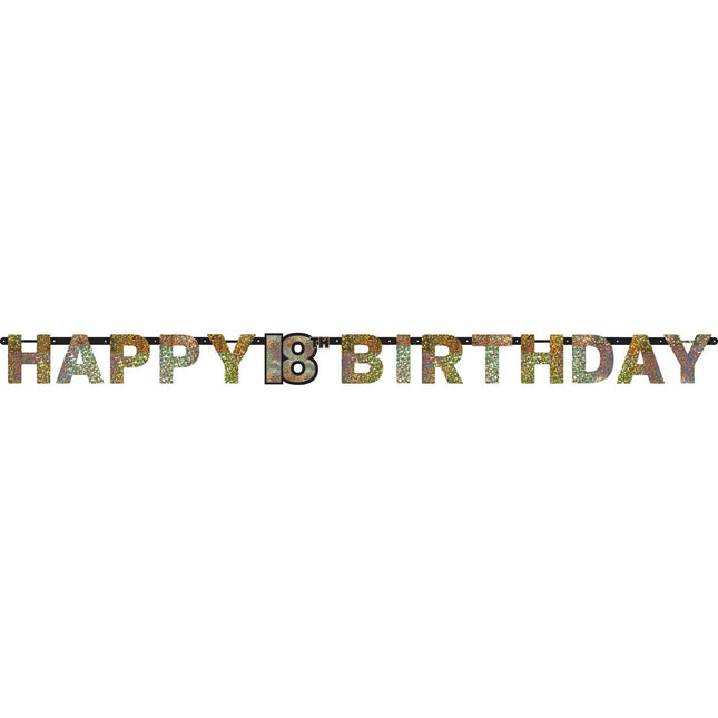 Feestbazaar Letterbanner 18 Jaar Glitter Goud