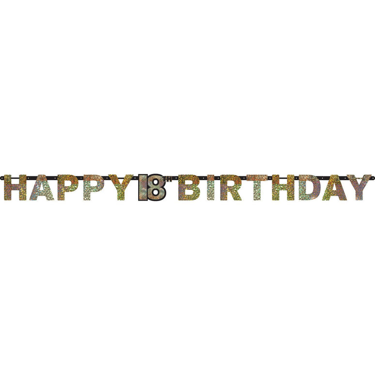Feestbazaar Letterbanner 18 Jaar Glitter Goud