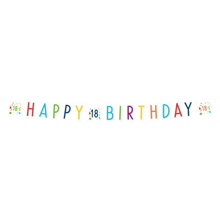 Feestbazaar Letterbanner 18 Jaar Happy Birthday Confetti