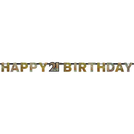 Feestbazaar Letterbanner 21 Jaar Glitter Goud