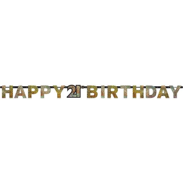 Feestbazaar Letterbanner 21 Jaar Glitter Goud