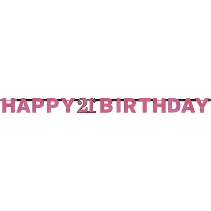 Feestbazaar Letterbanner 21 Jaar Sparkling Roze