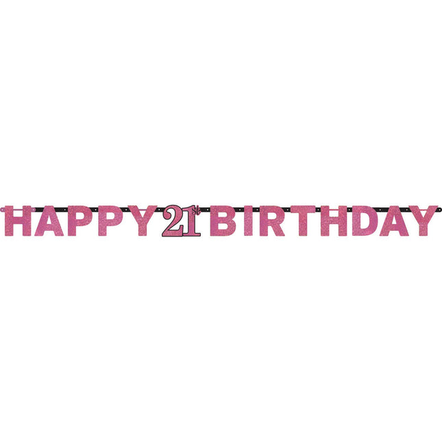 Feestbazaar Letterbanner 21 Jaar Sparkling Roze