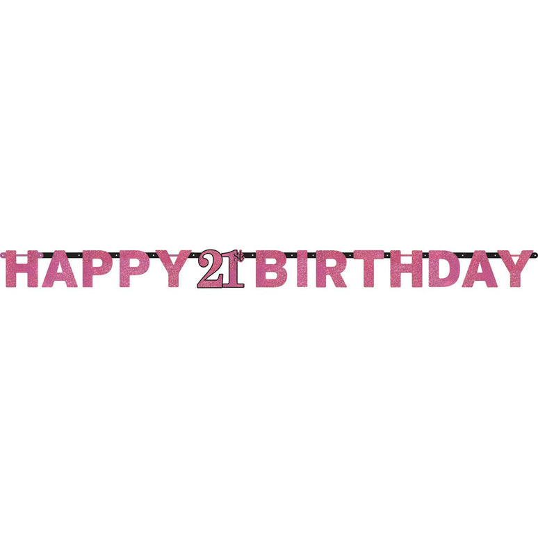 Feestbazaar Letterbanner 21 Jaar Sparkling Roze