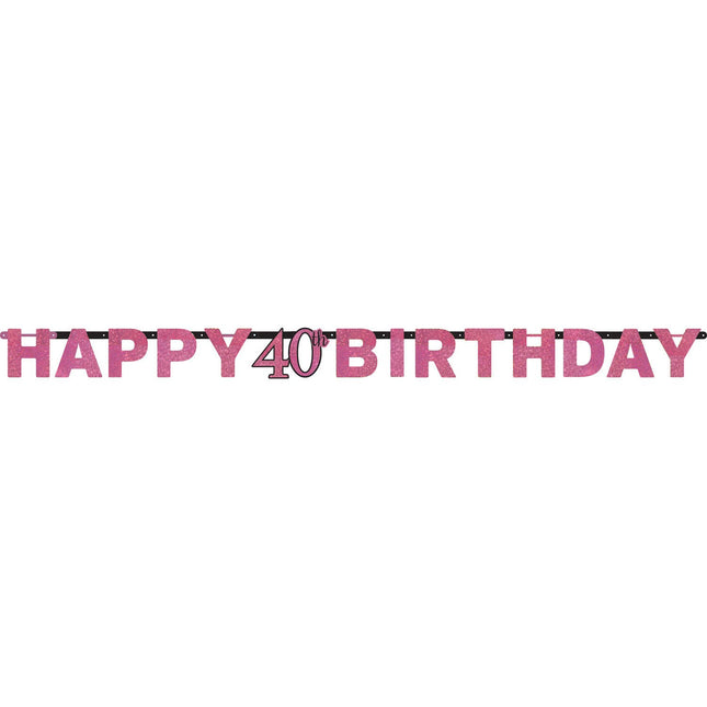 Feestbazaar Letterbanner 40 Jaar Sparkling Roze