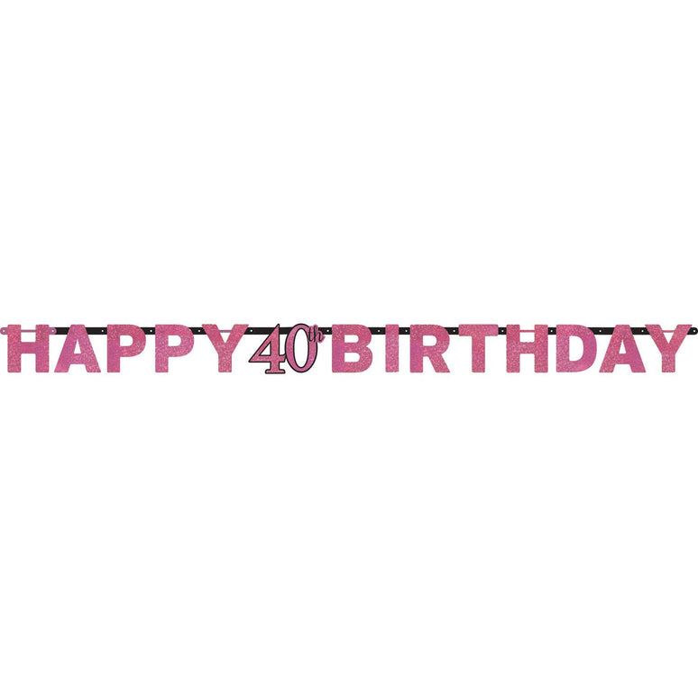 Feestbazaar Letterbanner 40 Jaar Sparkling Roze