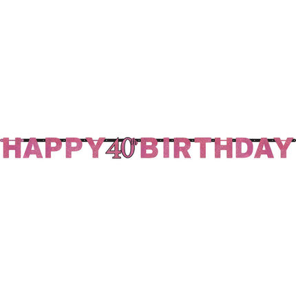 Feestbazaar Letterbanner 40 Jaar Sparkling Roze