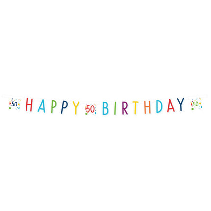 Feestbazaar Letterbanner 50 Jaar Happy Birthday Confetti