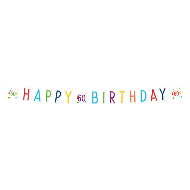 Feestbazaar Letterbanner 60 Jaar Happy Birthday Confetti