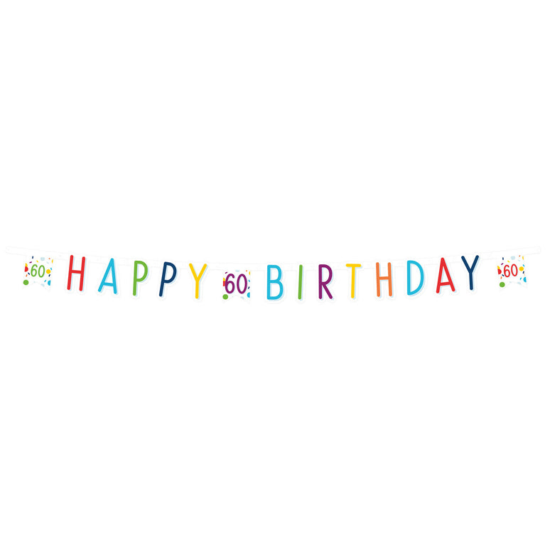 Feestbazaar Letterbanner 60 Jaar Happy Birthday Confetti