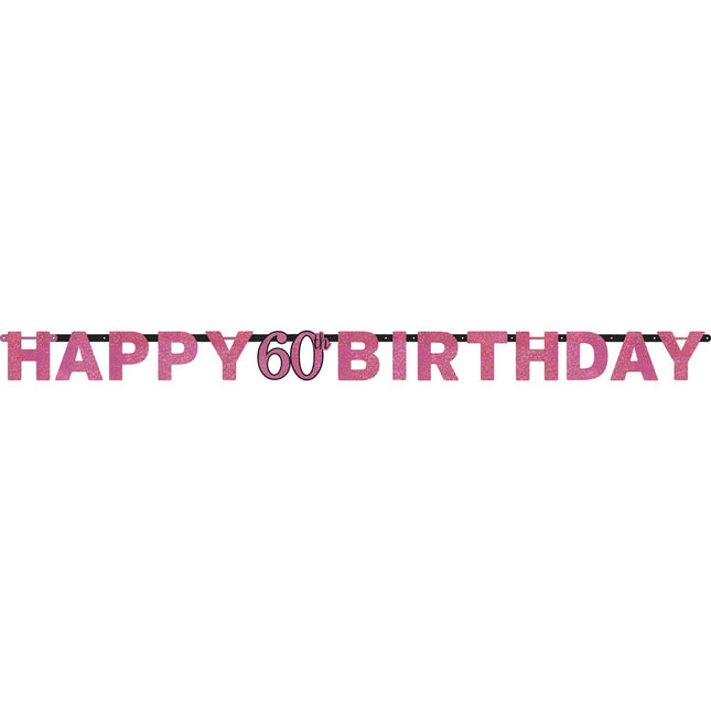 Feestbazaar Letterbanner 60 Jaar Sparkling Roze